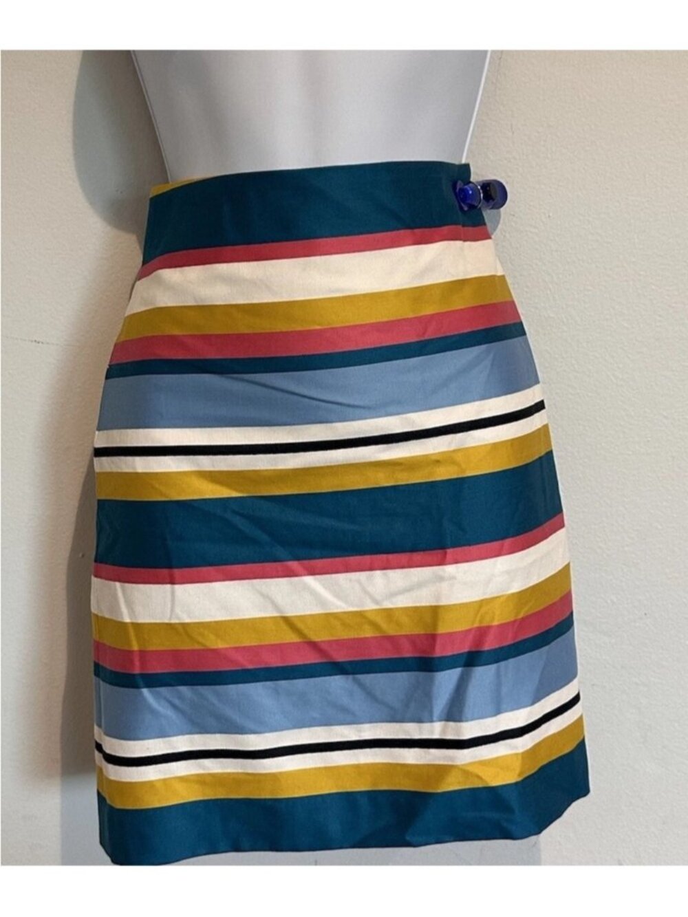 LOFT Teal, Mustard & Pink Striped Mini Skirt